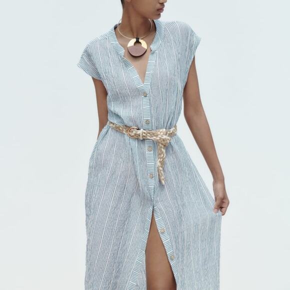 ZARA STRIPED MIDI DRESS - Picture 5 of 8